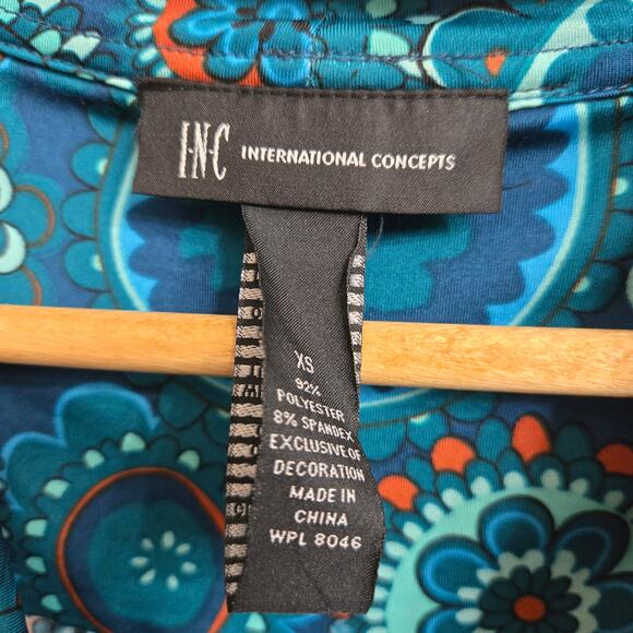 INC Women Y2K Fairy Boho Beaded Sequins Going Out Paisley Cowl Neck Tank Top XS - Picture 5 of 11